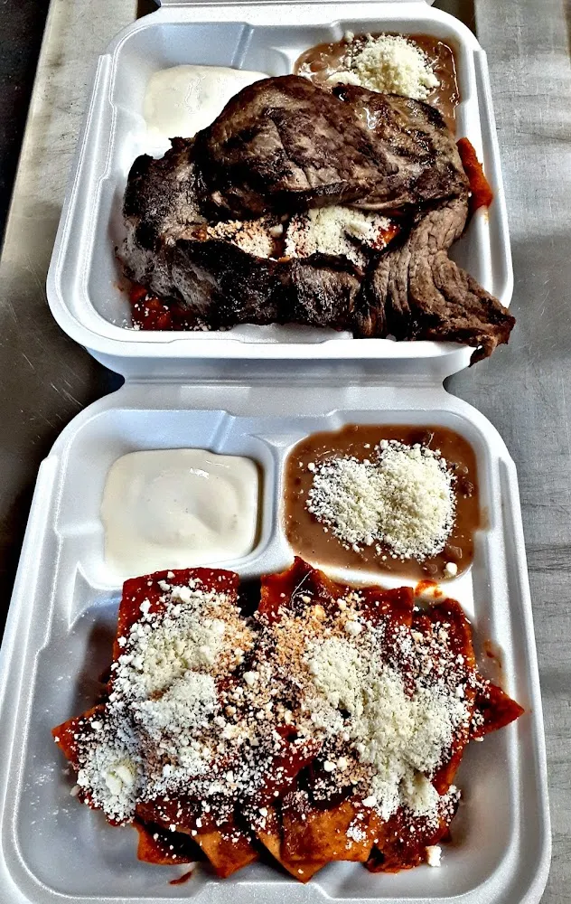 Chilaquiles with Egg and Steak